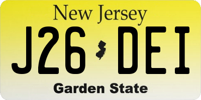NJ license plate J26DEI