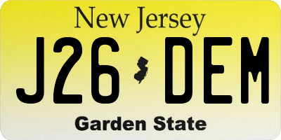 NJ license plate J26DEM