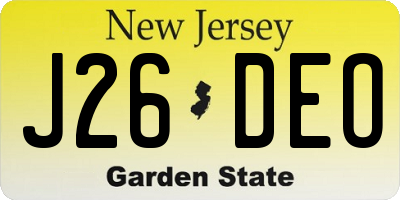 NJ license plate J26DEO