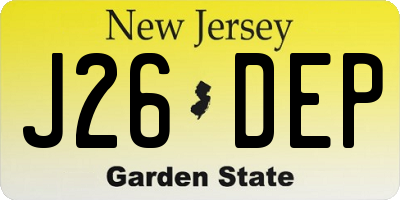 NJ license plate J26DEP