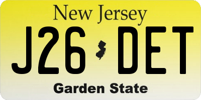 NJ license plate J26DET