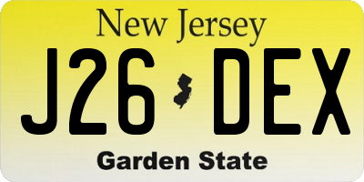 NJ license plate J26DEX