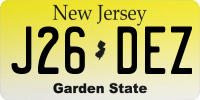 NJ license plate J26DEZ