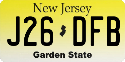 NJ license plate J26DFB