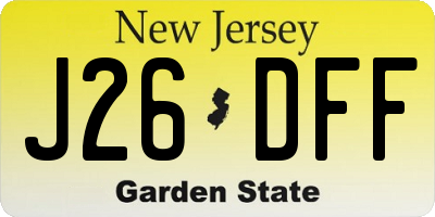 NJ license plate J26DFF
