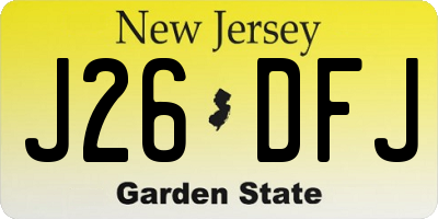 NJ license plate J26DFJ