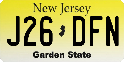 NJ license plate J26DFN