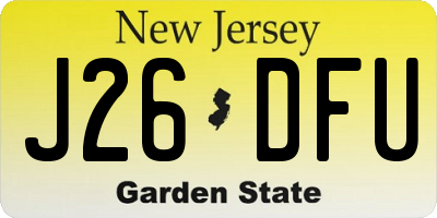 NJ license plate J26DFU