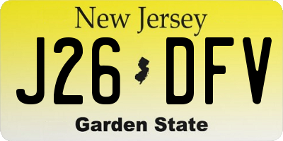 NJ license plate J26DFV