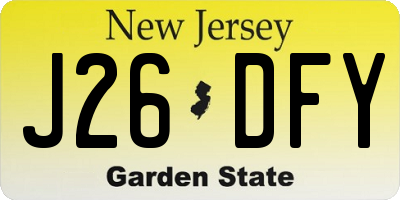 NJ license plate J26DFY