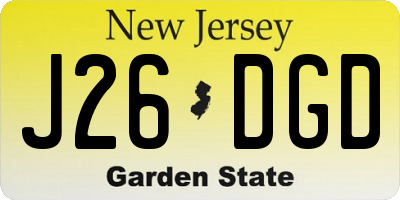 NJ license plate J26DGD