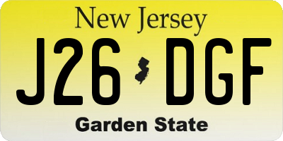 NJ license plate J26DGF