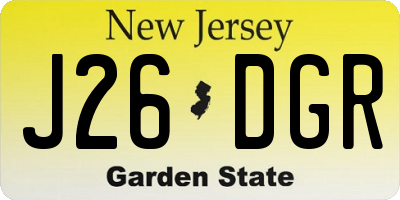 NJ license plate J26DGR