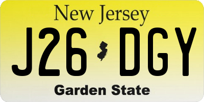 NJ license plate J26DGY
