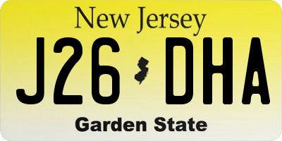 NJ license plate J26DHA