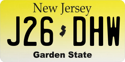 NJ license plate J26DHW