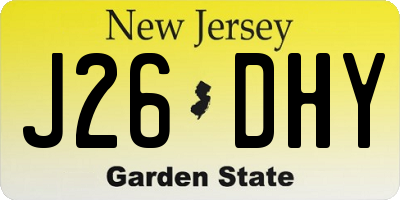 NJ license plate J26DHY