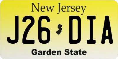 NJ license plate J26DIA