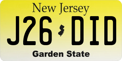 NJ license plate J26DID