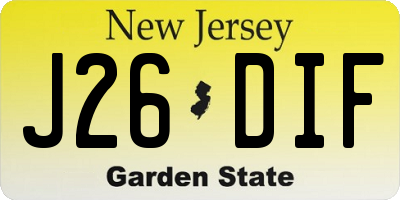 NJ license plate J26DIF