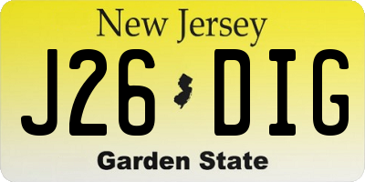 NJ license plate J26DIG
