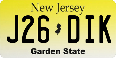 NJ license plate J26DIK