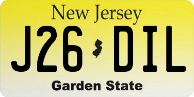 NJ license plate J26DIL