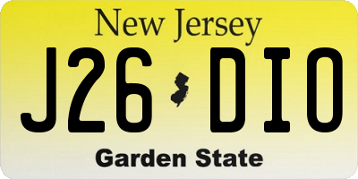 NJ license plate J26DIO