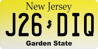 NJ license plate J26DIQ