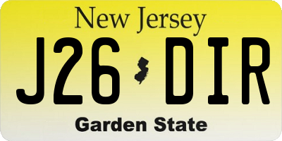 NJ license plate J26DIR