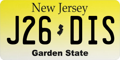 NJ license plate J26DIS
