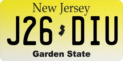 NJ license plate J26DIU