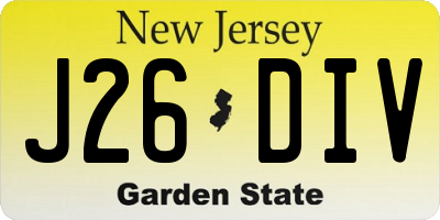 NJ license plate J26DIV