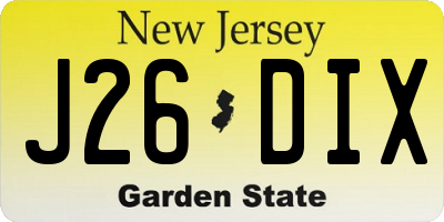 NJ license plate J26DIX