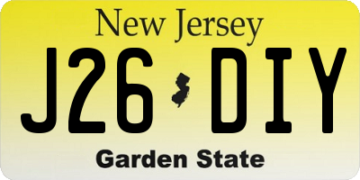 NJ license plate J26DIY