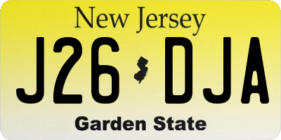 NJ license plate J26DJA