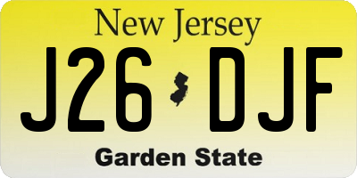 NJ license plate J26DJF
