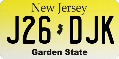 NJ license plate J26DJK