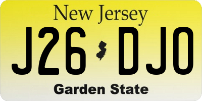 NJ license plate J26DJO