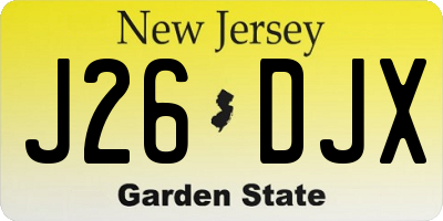 NJ license plate J26DJX