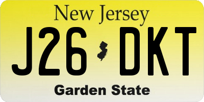 NJ license plate J26DKT