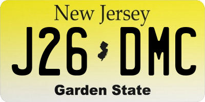 NJ license plate J26DMC