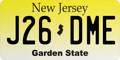 NJ license plate J26DME