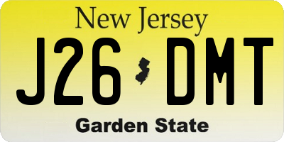 NJ license plate J26DMT