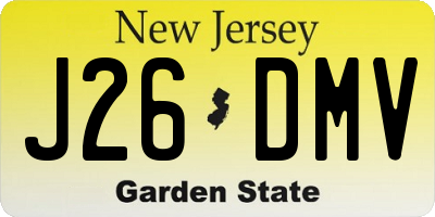 NJ license plate J26DMV
