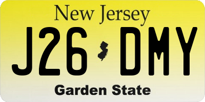 NJ license plate J26DMY