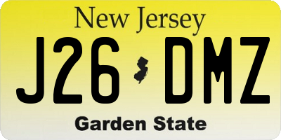 NJ license plate J26DMZ