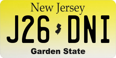 NJ license plate J26DNI
