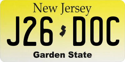 NJ license plate J26DOC