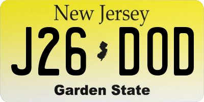 NJ license plate J26DOD